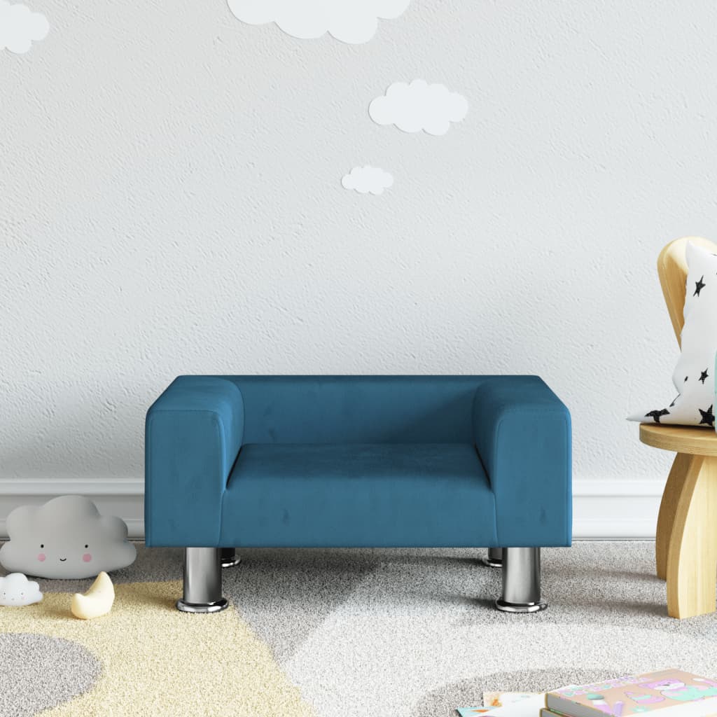 Kindersofa Samt 50x40x26,5 cm und 70x45x26,5 cm in verschiedenen Farben - Yekta