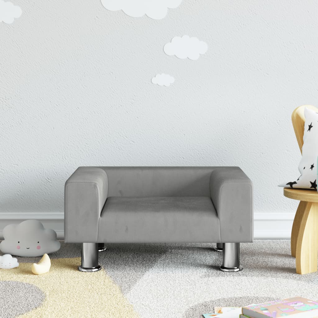 Kindersofa Samt 50x40x26,5 cm und 70x45x26,5 cm in verschiedenen Farben - Yekta
