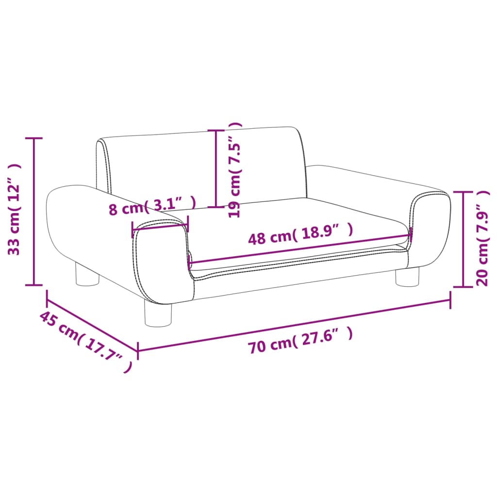Kindersofa Samt 100x54x33 cm und 70x45x33 cm - Verschiedene Farben verfügbar - Yekta