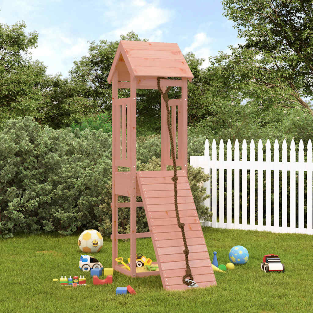 Spielturm mit Kletterwand aus imprägniertem Kiefernholz und Massivholz Douglasie