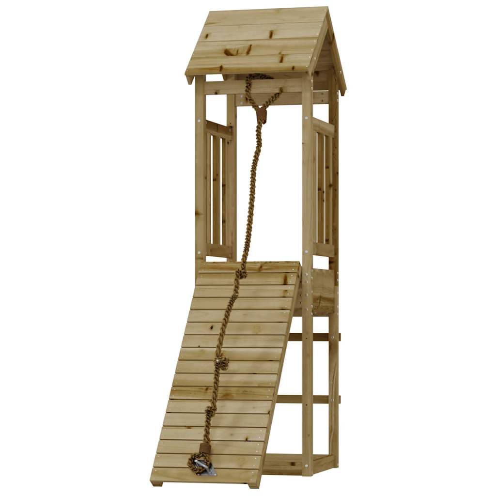 Spielturm mit Kletterwand aus imprägniertem Kiefernholz und Massivholz Douglasie