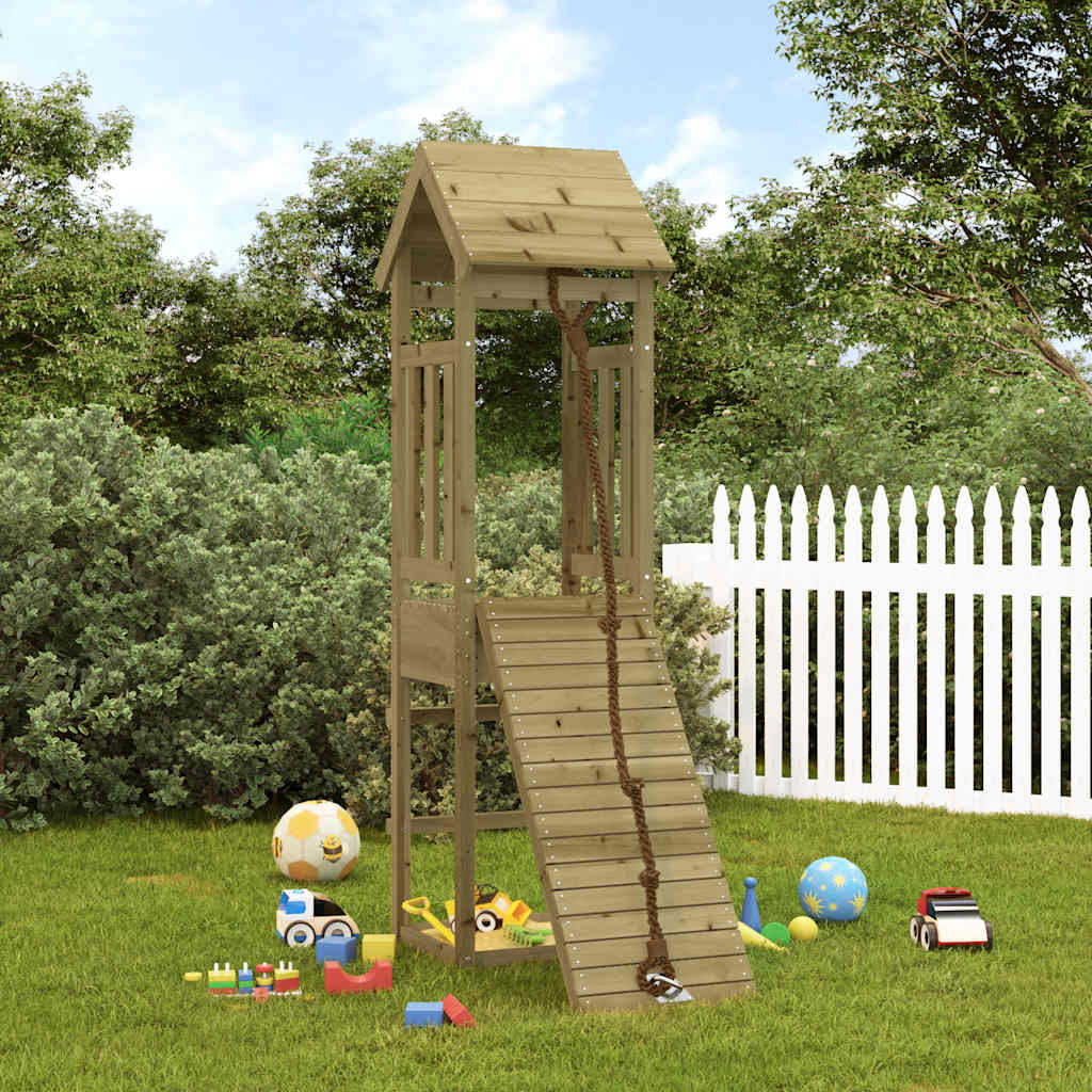 Spielturm mit Kletterwand aus imprägniertem Kiefernholz und Massivholz Douglasie