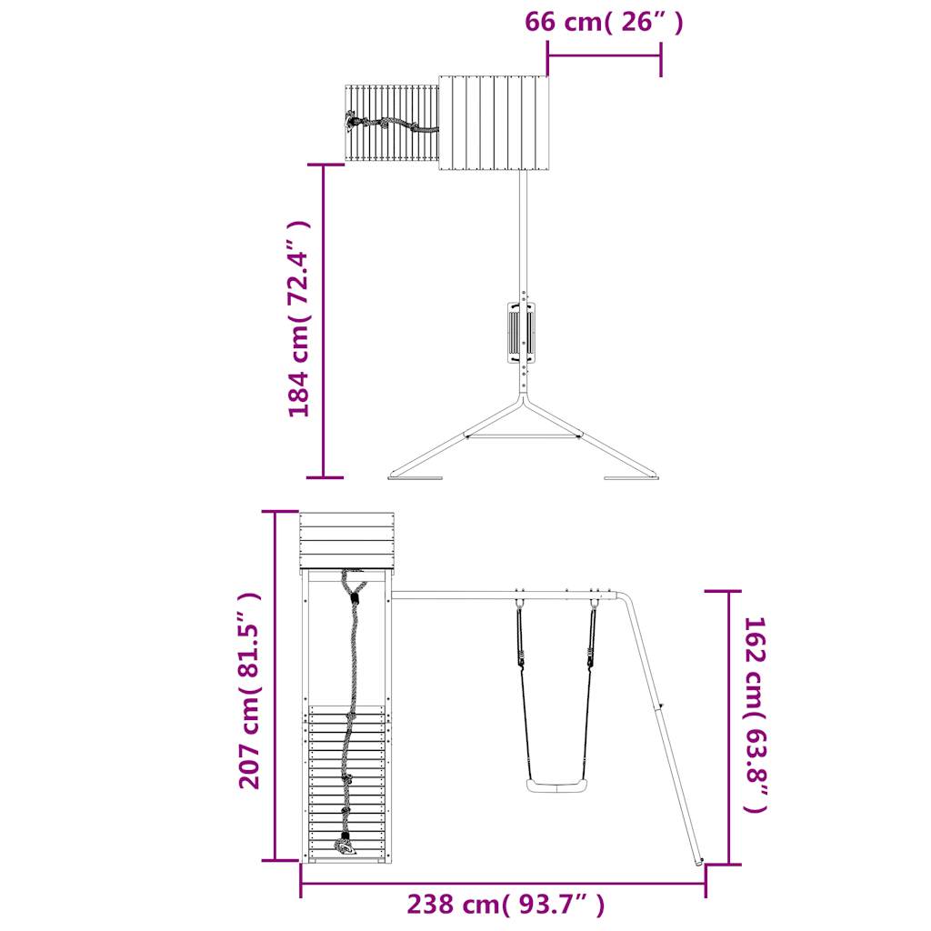 Spielturm aus imprägniertem Kiefernholz und massivem Douglasien- und Kiefernholz