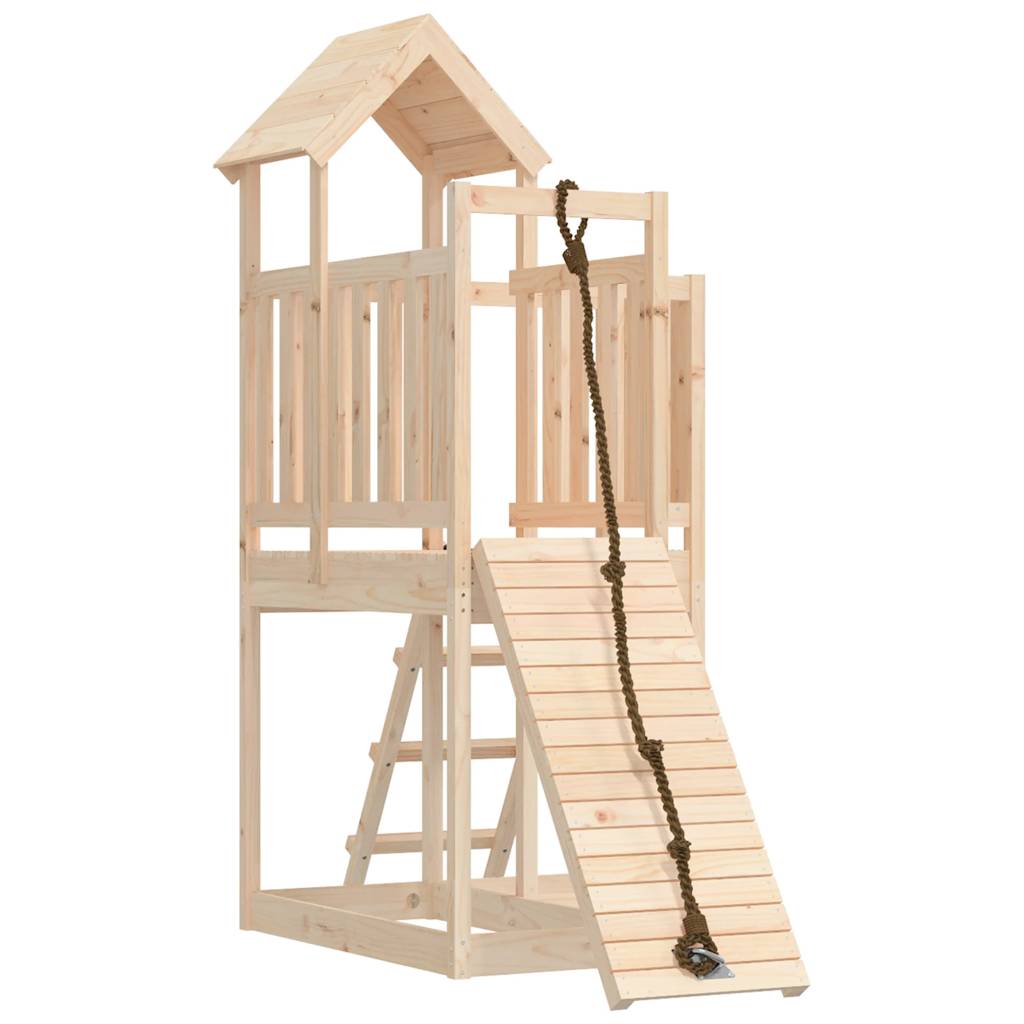 Spielturm mit Kletterwand aus imprägniertem Kiefernholz und Massivholz Douglasie