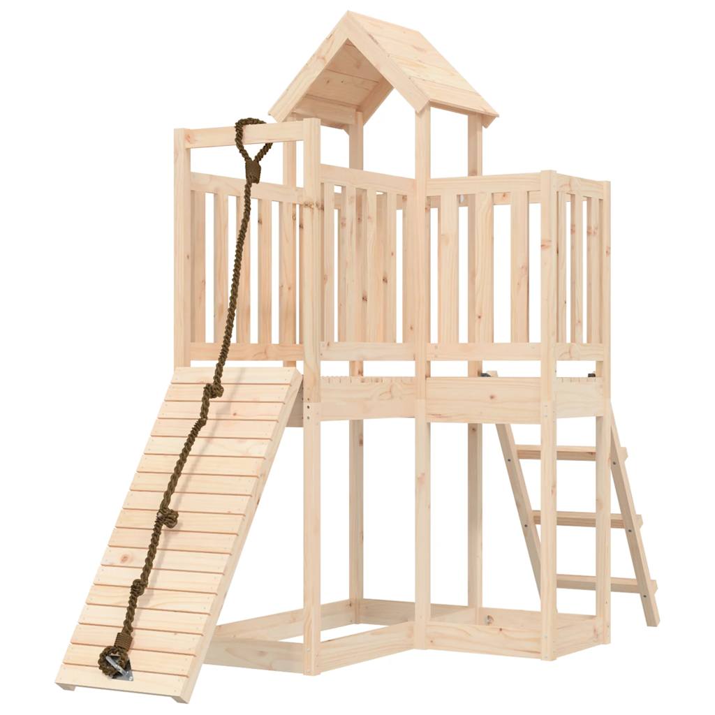 Spielturm mit Kletterwand aus imprägniertem Kiefernholz und Massivholz Douglasie