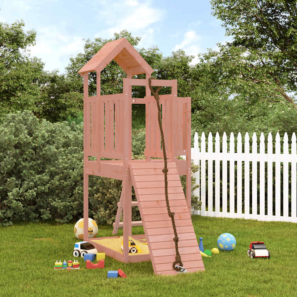 Spielturm mit Kletterwand aus imprägniertem Kiefernholz und Massivholz Douglasie