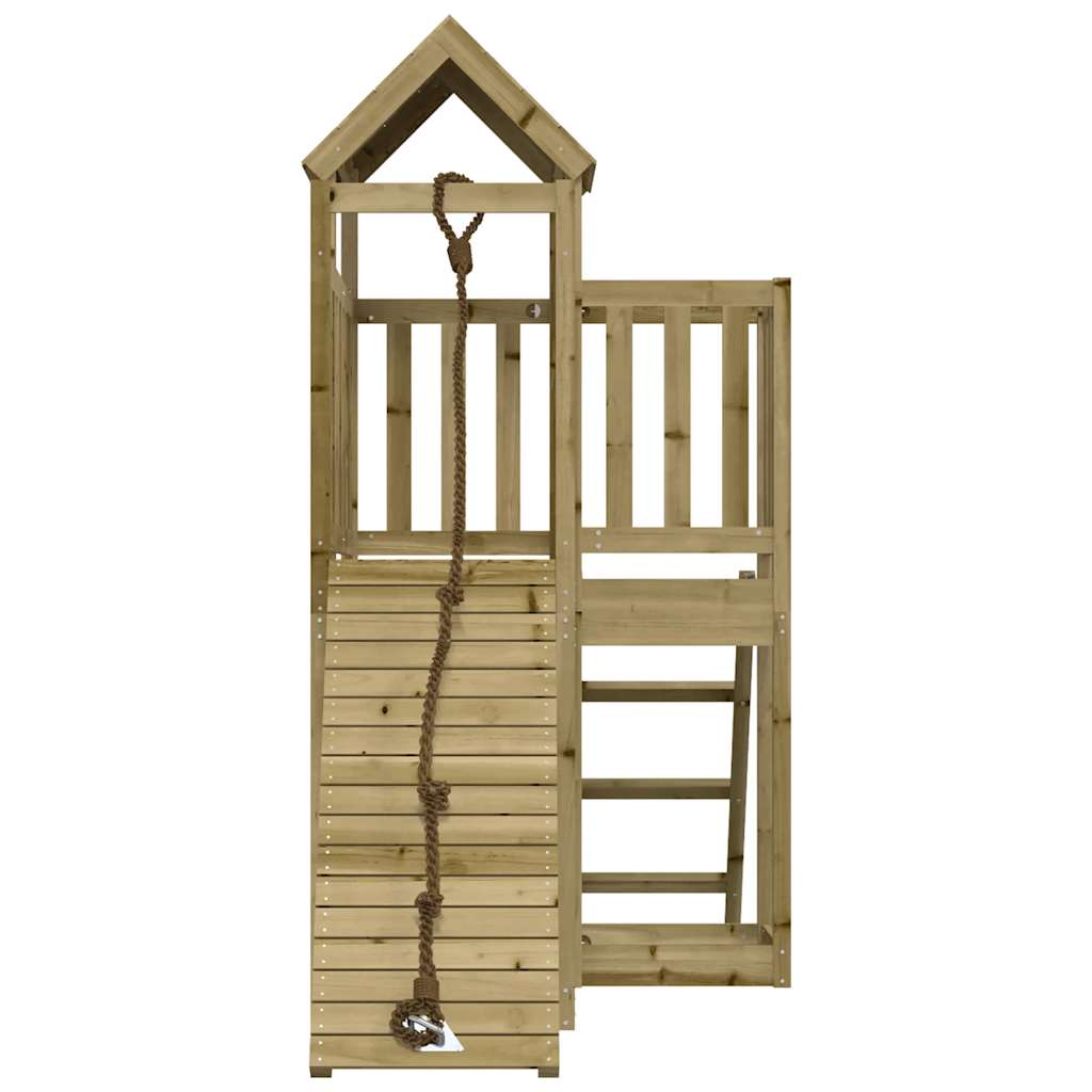 Spielturm mit Kletterwand aus imprägniertem Kiefernholz und Massivholz Douglasie