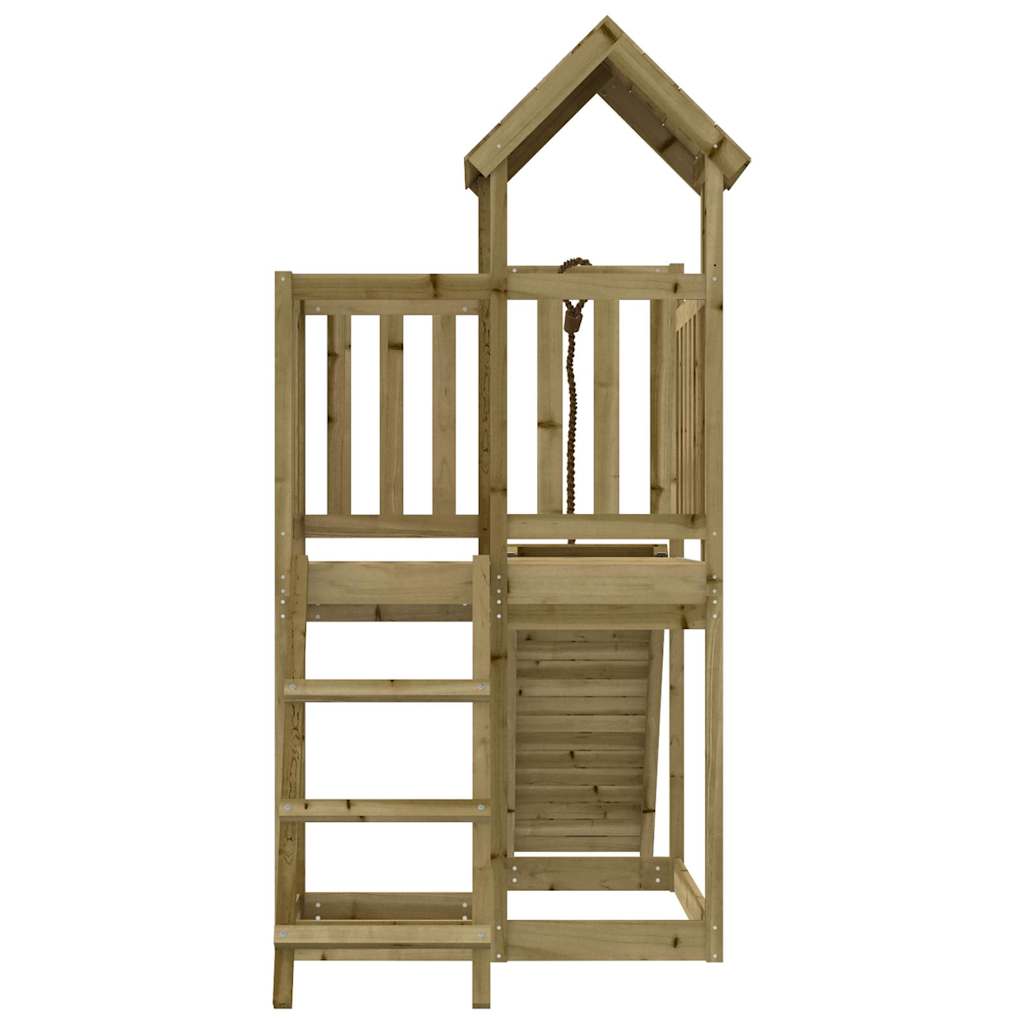 Spielturm mit Kletterwand aus imprägniertem Kiefernholz und Massivholz Douglasie