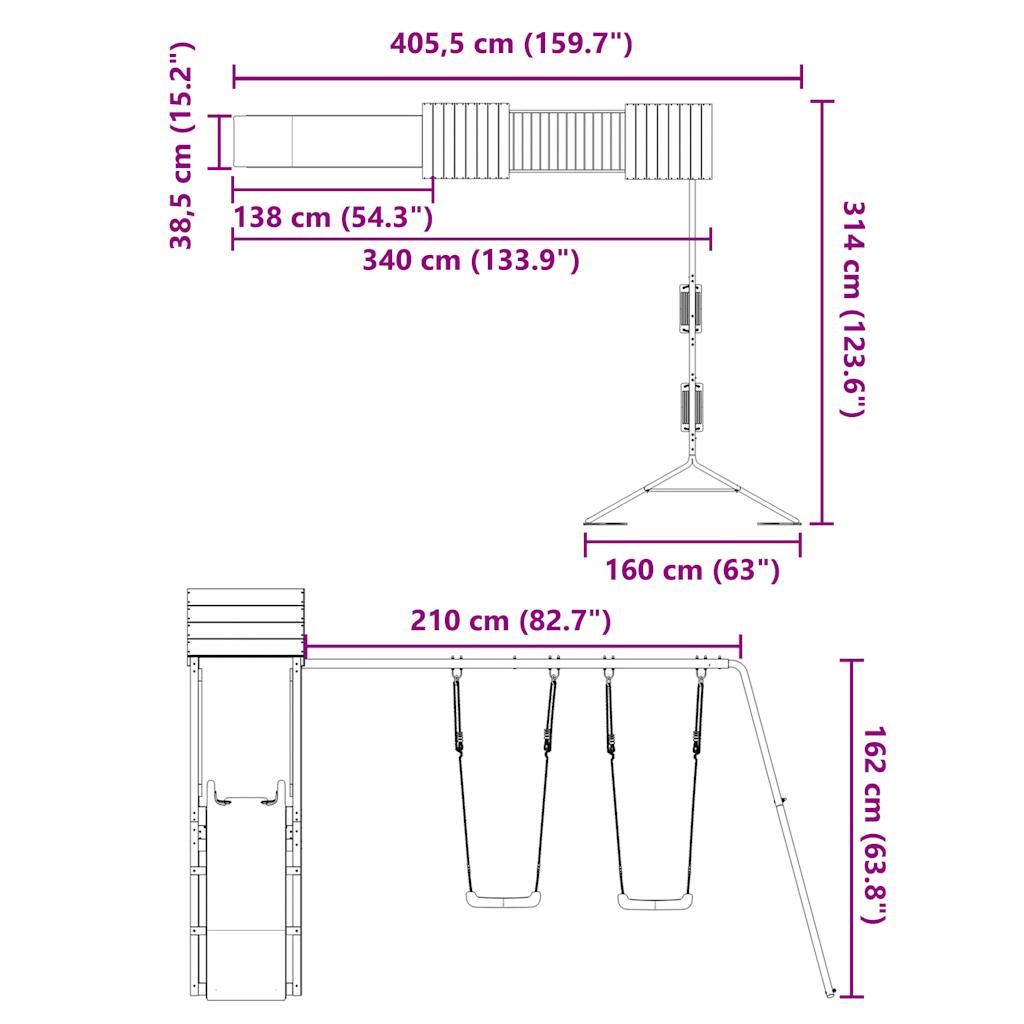 Spielturm Massivholz aus Kiefer und Douglasie, Imprägniertes Kiefernholz - Yekta