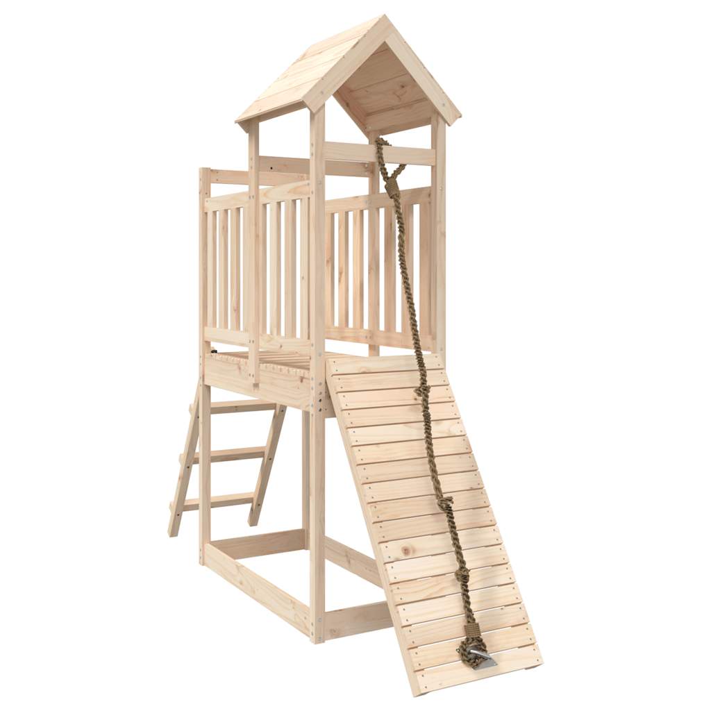 Spielturm mit Kletterwand aus imprägniertem Kiefernholz und Douglasie Massivholz