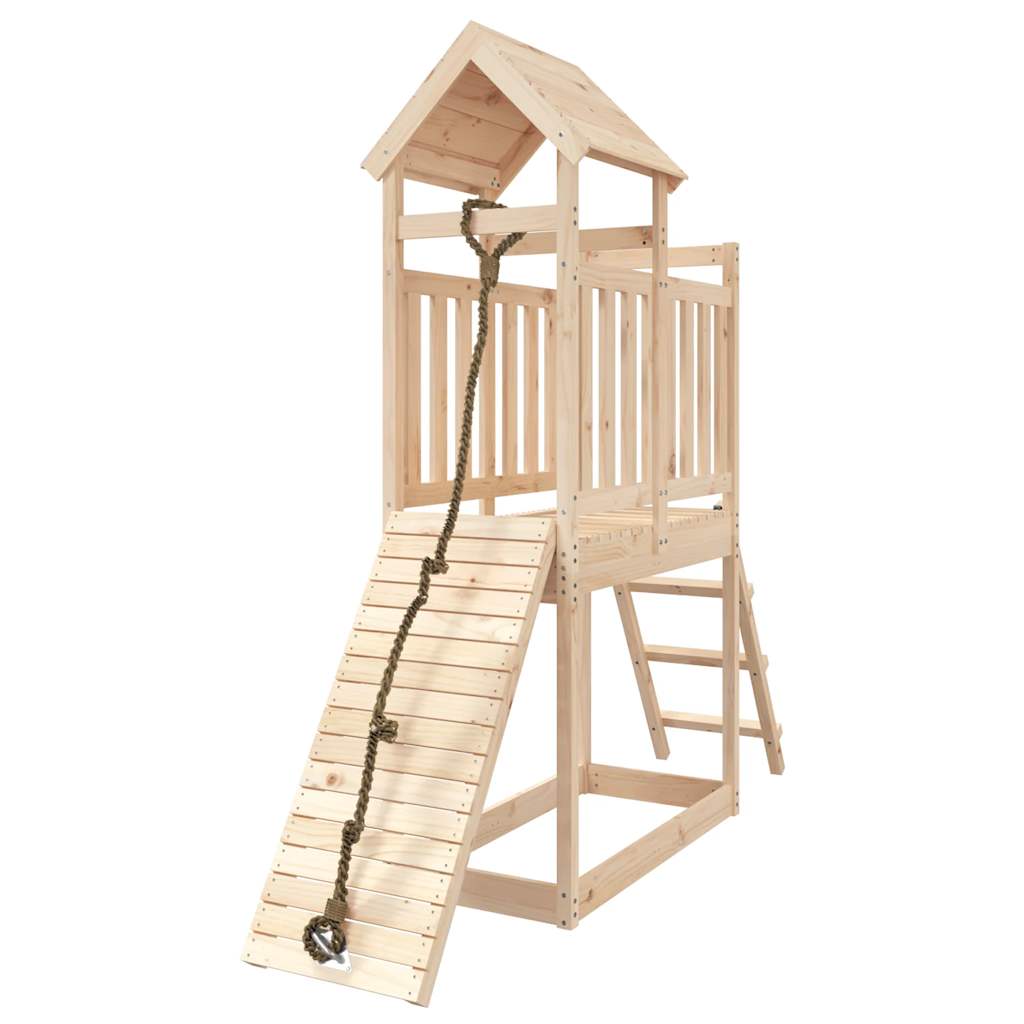 Spielturm mit Kletterwand aus imprägniertem Kiefernholz und Douglasie Massivholz
