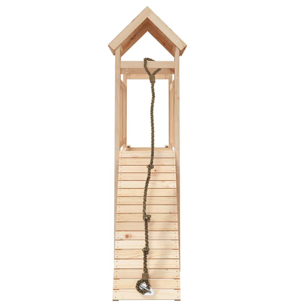 Spielturm mit Kletterwand aus imprägniertem Kiefernholz und Douglasie Massivholz