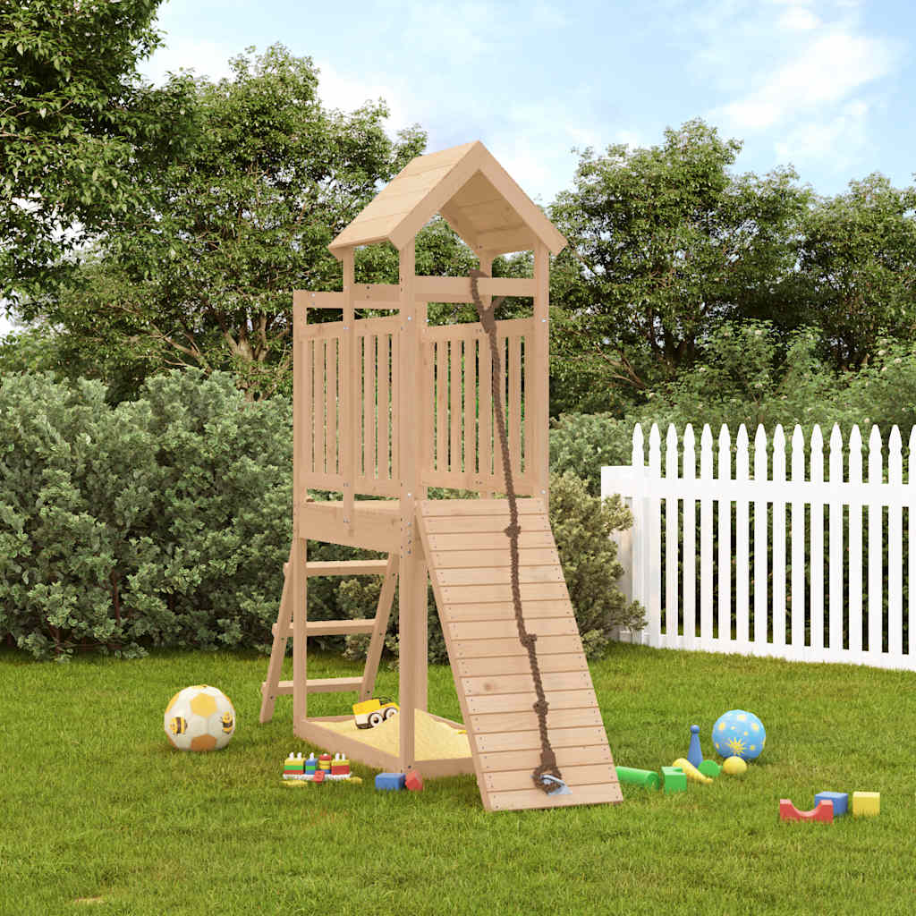 Spielturm mit Kletterwand aus imprägniertem Kiefernholz und Douglasie Massivholz