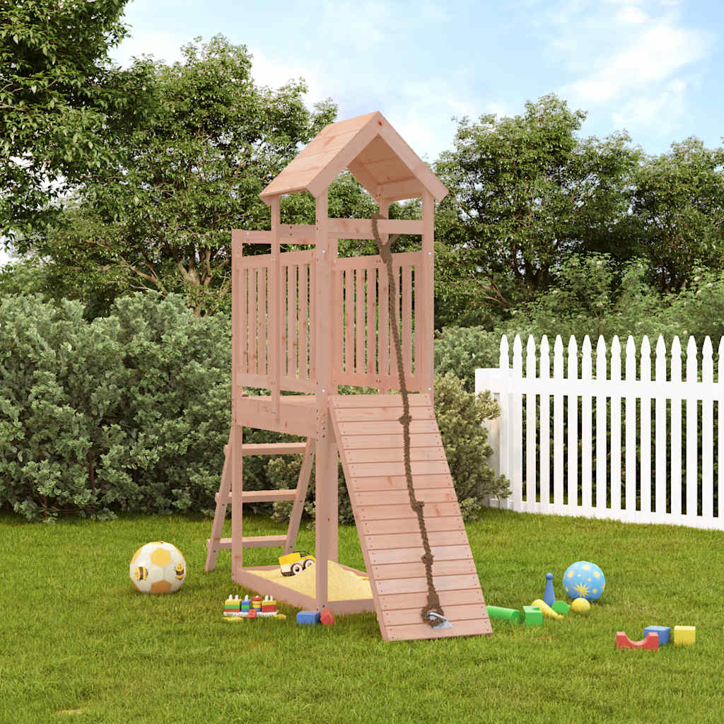 Spielturm mit Kletterwand aus imprägniertem Kiefernholz und Douglasie Massivholz