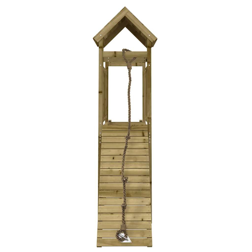 Spielturm mit Kletterwand aus imprägniertem Kiefernholz und Douglasie Massivholz