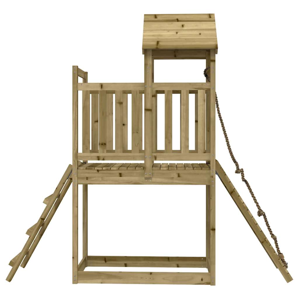 Spielturm mit Kletterwand aus imprägniertem Kiefernholz und Douglasie Massivholz