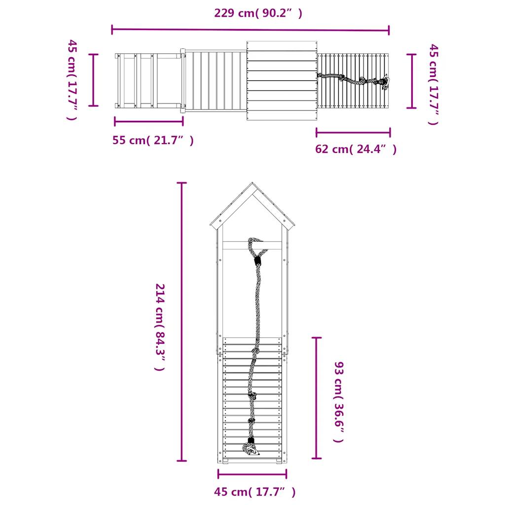 Spielturm mit Kletterwand aus imprägniertem Kiefernholz und Douglasie Massivholz