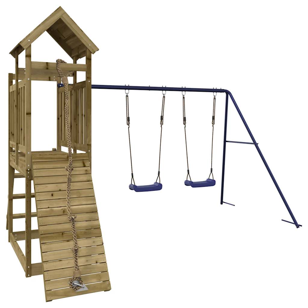 Spielturm aus imprägniertem Kiefernholz und massivem Douglasien- und Kiefernholz