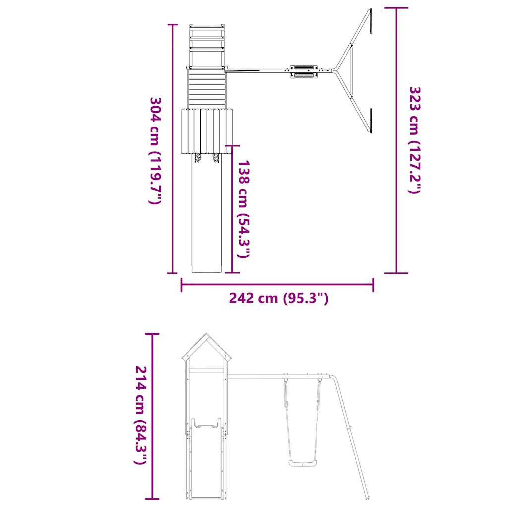 Spielturm aus imprägniertem Kiefernholz und massivem Douglasien- und Kiefernholz
