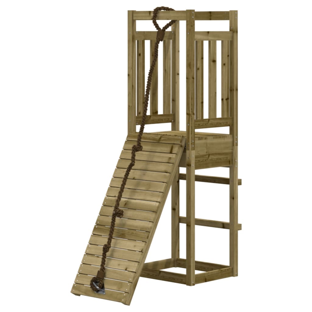 Spielturm mit Kletterwand aus imprägniertem Kiefernholz und Massivholz Douglasie