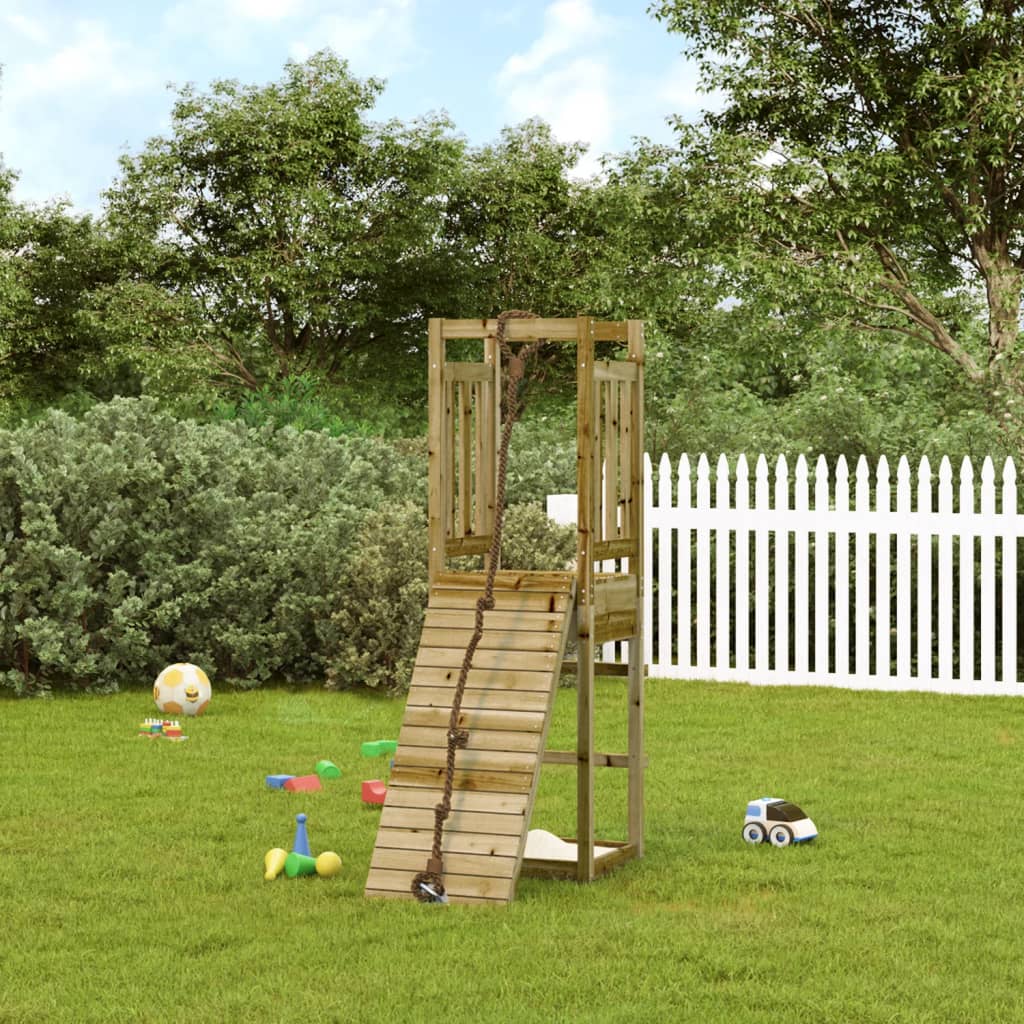 Spielturm mit Kletterwand aus imprägniertem Kiefernholz und Massivholz Douglasie
