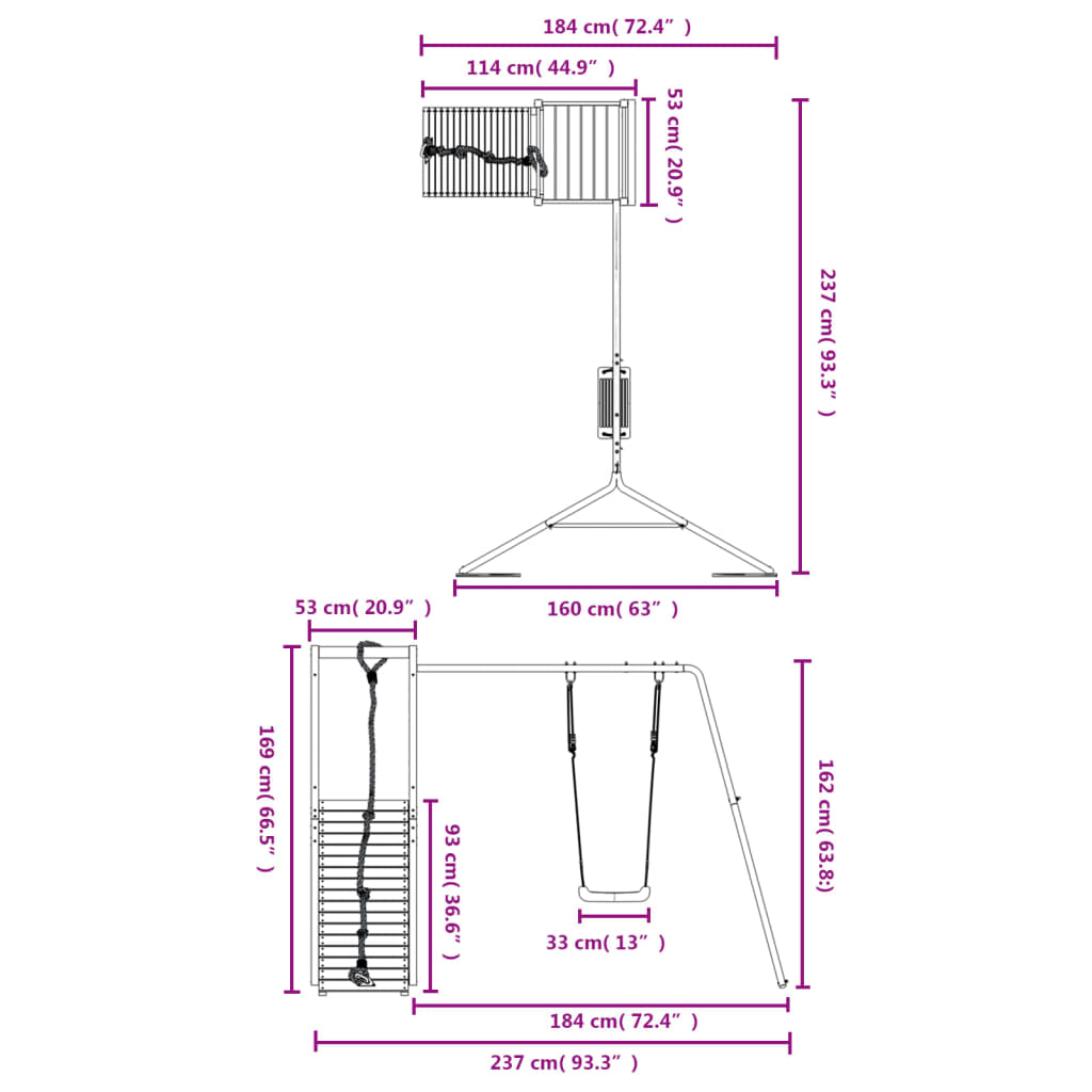Spielturm aus imprägniertem Kiefernholz und massivem Douglasien- und Kiefernholz
