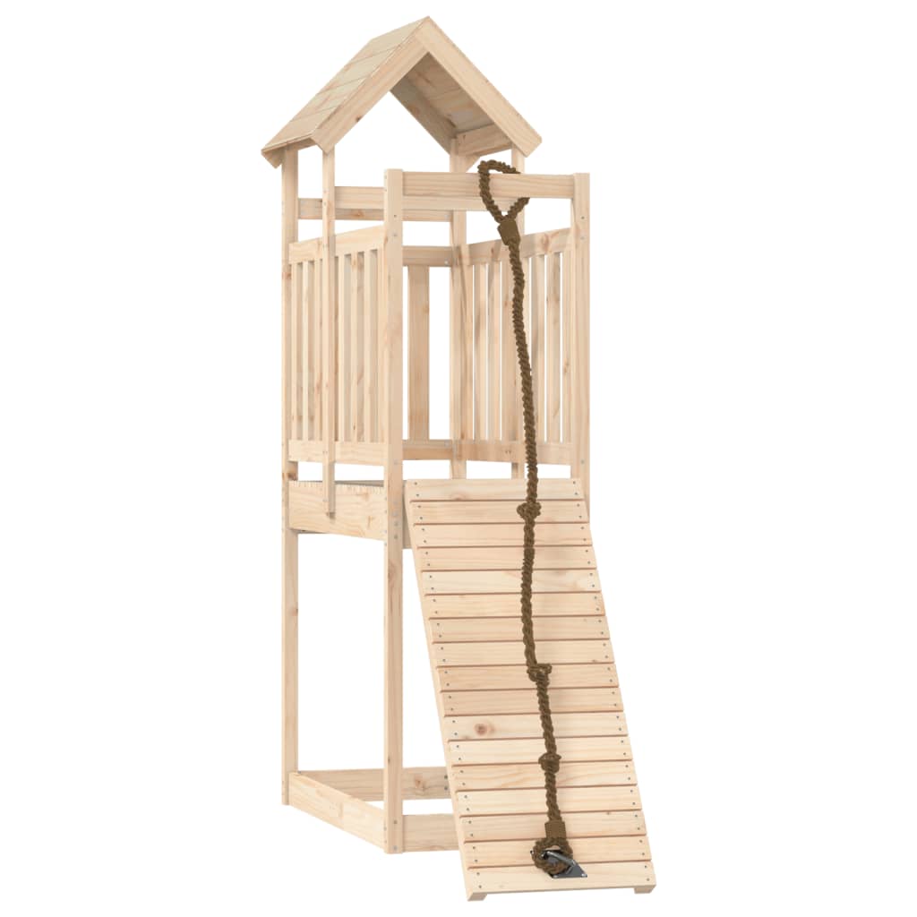 Spielturm mit Kletterwand aus imprägniertem Kiefernholz und Massivholz Douglasie