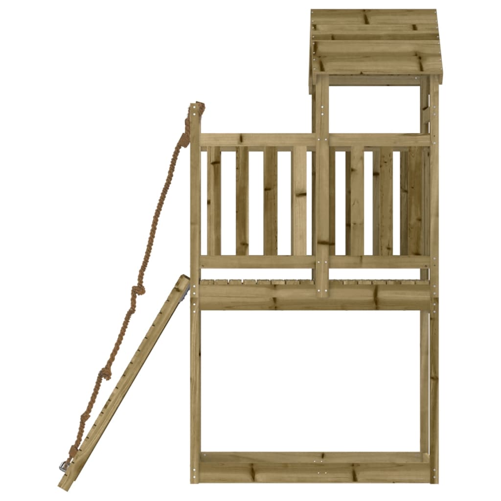 Spielturm mit Kletterwand aus imprägniertem Kiefernholz und Massivholz Douglasie