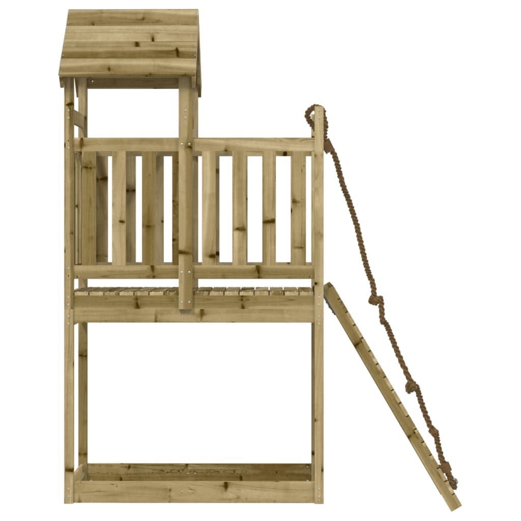 Spielturm mit Kletterwand aus imprägniertem Kiefernholz und Massivholz Douglasie