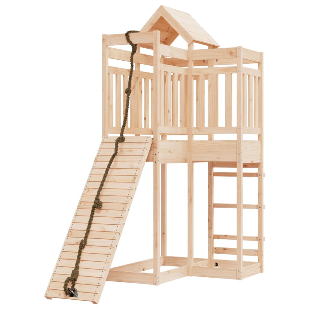 Spielturm mit Kletterwand aus imprägniertem Kiefernholz und Massivholz Douglasie