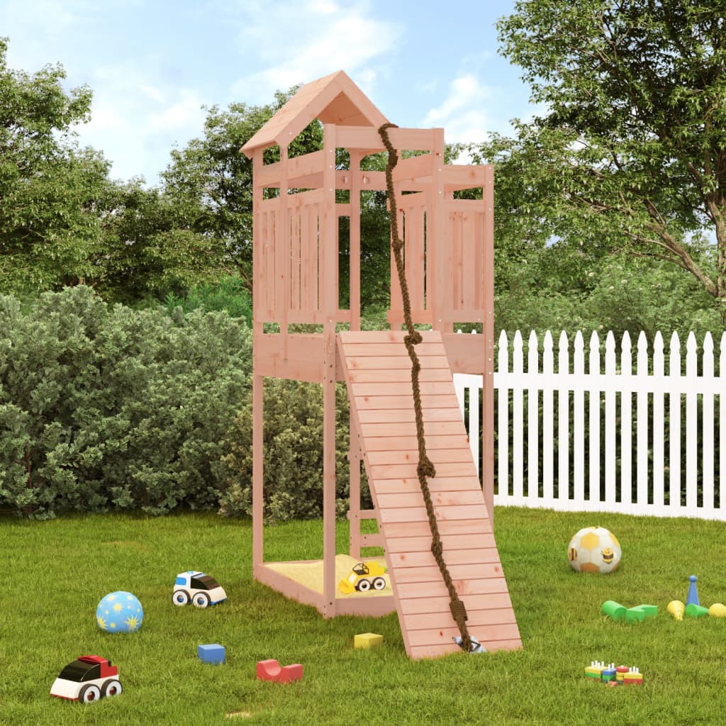 Spielturm mit Kletterwand aus imprägniertem Kiefernholz und Massivholz Douglasie
