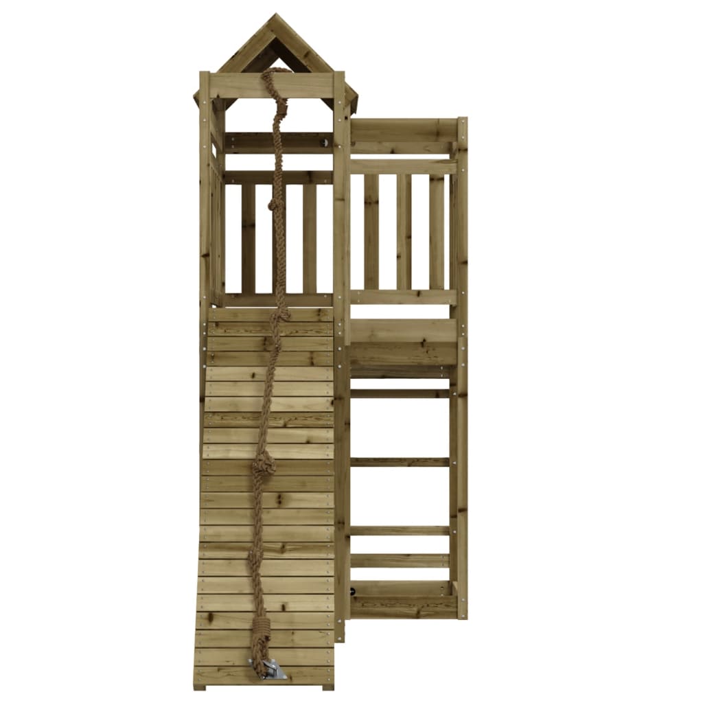 Spielturm mit Kletterwand aus imprägniertem Kiefernholz und Massivholz Douglasie