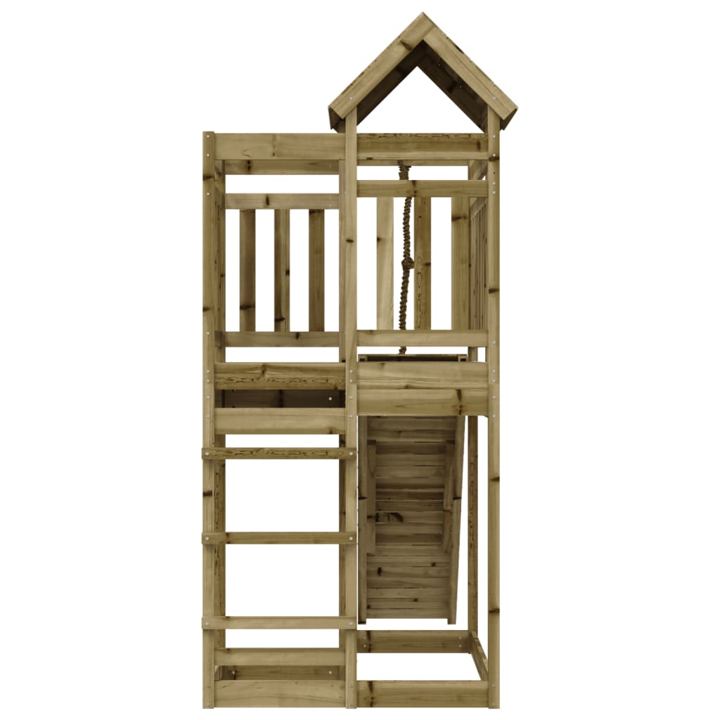 Spielturm mit Kletterwand aus imprägniertem Kiefernholz und Massivholz Douglasie
