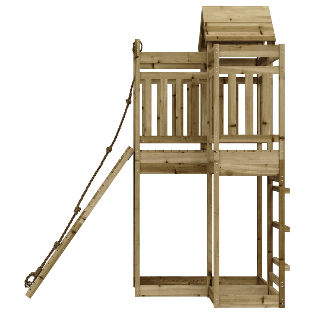 Spielturm mit Kletterwand aus imprägniertem Kiefernholz und Massivholz Douglasie