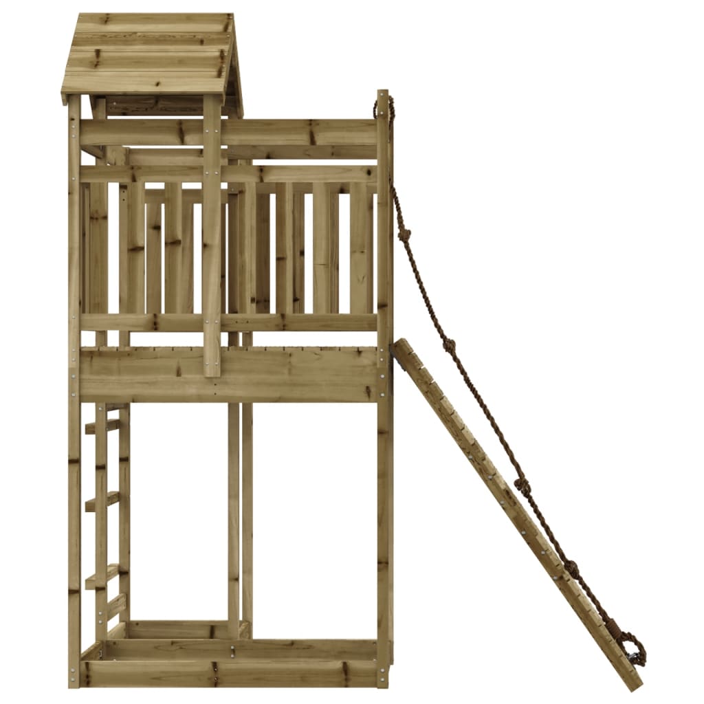Spielturm mit Kletterwand aus imprägniertem Kiefernholz und Massivholz Douglasie