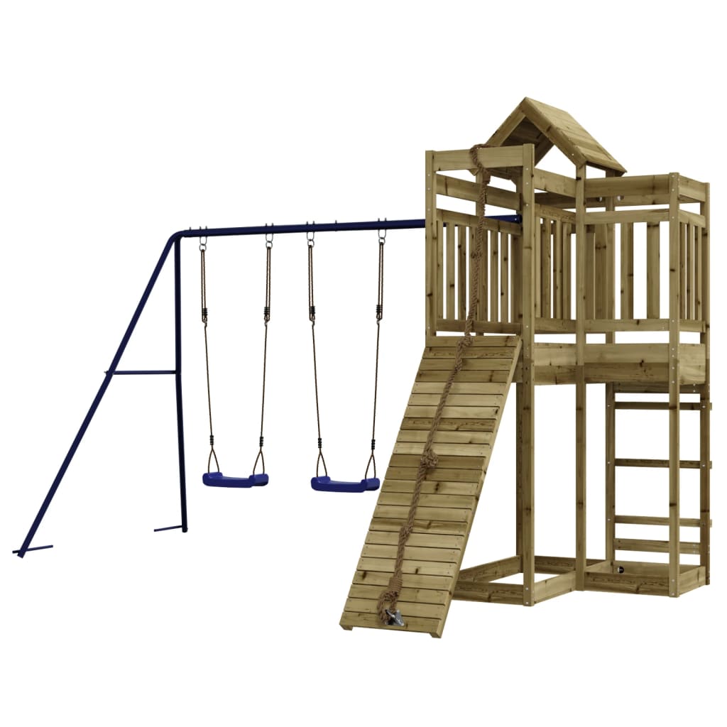 Spielturm aus imprägniertem Kiefernholz und massivem Douglasien- und Kiefernholz
