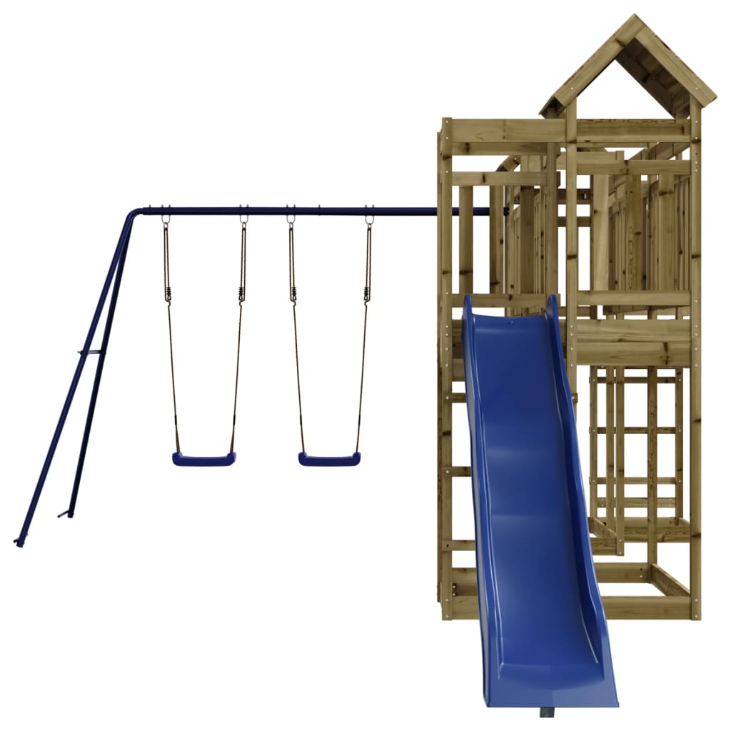 Spielturm aus imprägniertem Kiefernholz und massivem Douglasien- und Kiefernholz