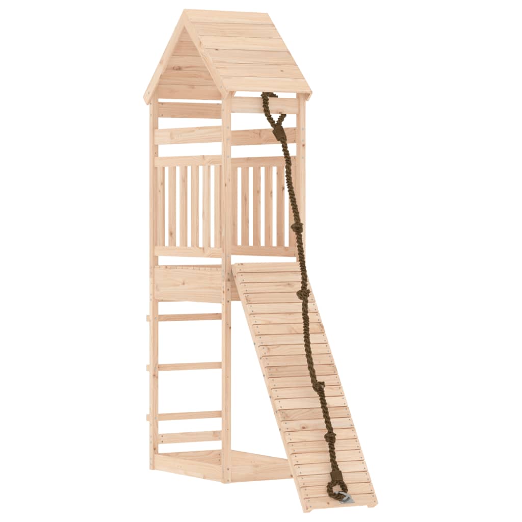 Spielturm mit Kletterwand aus imprägniertem Kiefernholz und Massivholz Douglasie