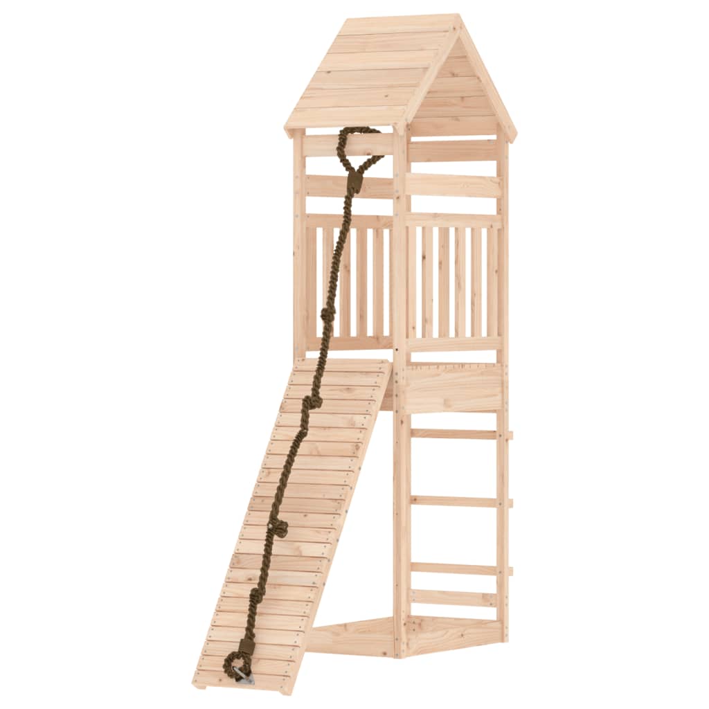 Spielturm mit Kletterwand aus imprägniertem Kiefernholz und Massivholz Douglasie