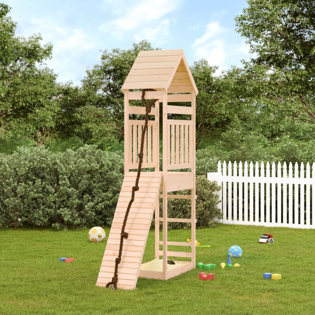 Spielturm mit Kletterwand aus imprägniertem Kiefernholz und Massivholz Douglasie