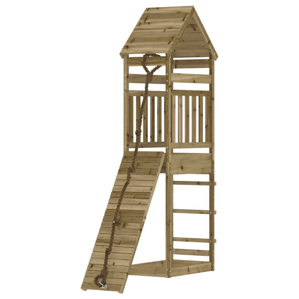 Spielturm mit Kletterwand aus imprägniertem Kiefernholz und Massivholz Douglasie