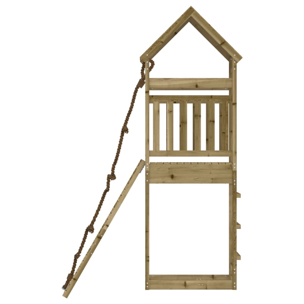 Spielturm mit Kletterwand aus imprägniertem Kiefernholz und Massivholz Douglasie