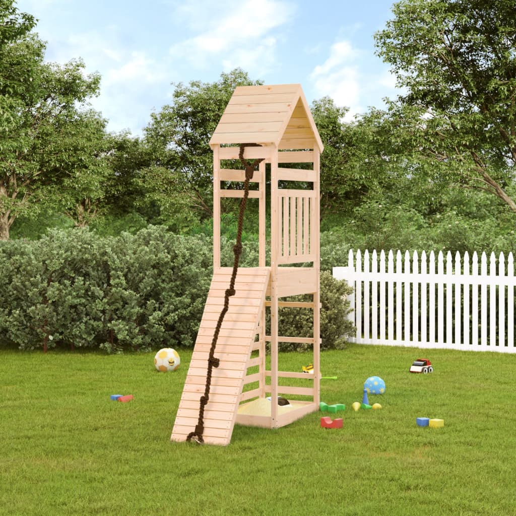 Spielturm mit Kletterwand aus imprägniertem Kiefernholz und Massivholz Douglasie/Kiefer