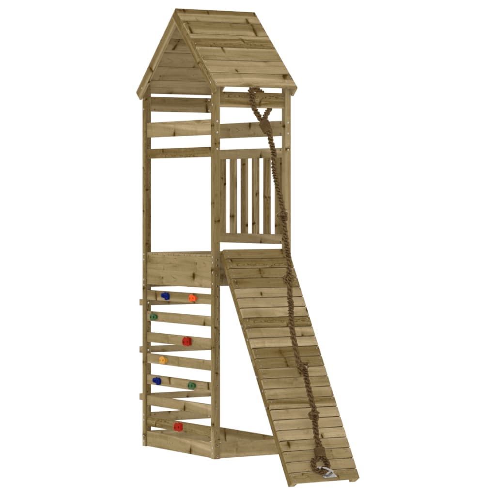 Spielturm mit Kletterwand aus imprägniertem Kiefernholz und Massivholz Douglasie/Kiefer
