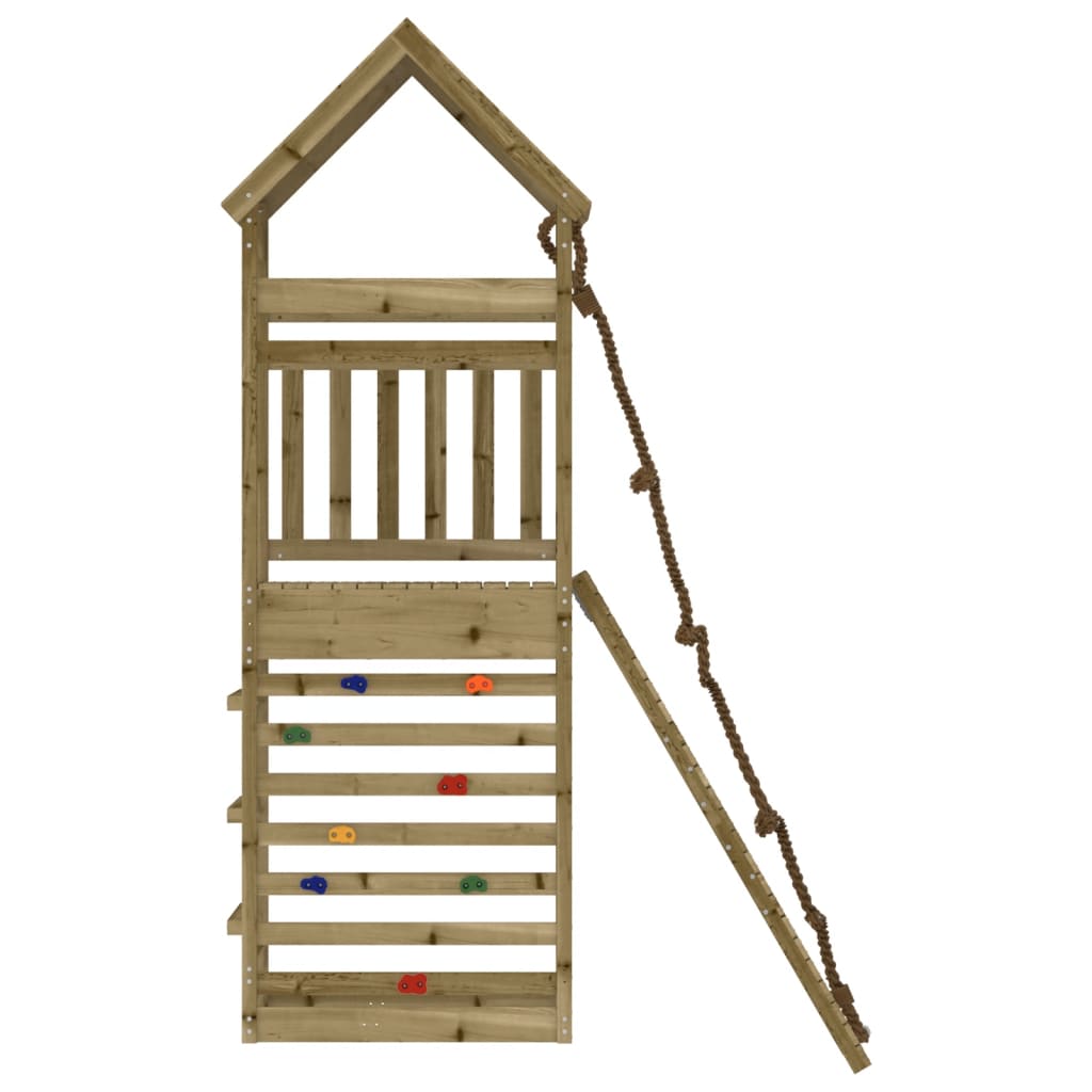 Spielturm mit Kletterwand aus imprägniertem Kiefernholz und Massivholz Douglasie/Kiefer