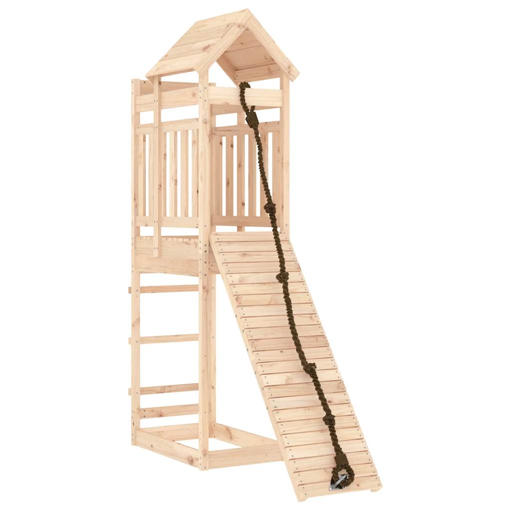 Spielturm mit Kletterwand aus imprägniertem Kiefernholz und Massivholz Douglasie