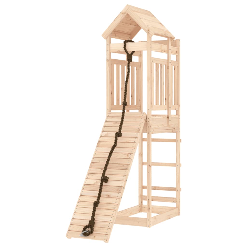 Spielturm mit Kletterwand aus imprägniertem Kiefernholz und Massivholz Douglasie