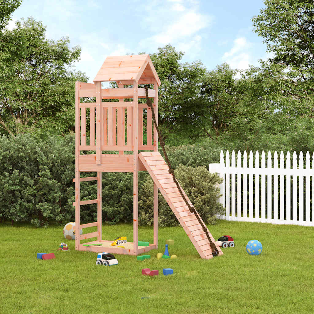 Spielturm mit Kletterwand aus imprägniertem Kiefernholz und Massivholz Douglasie