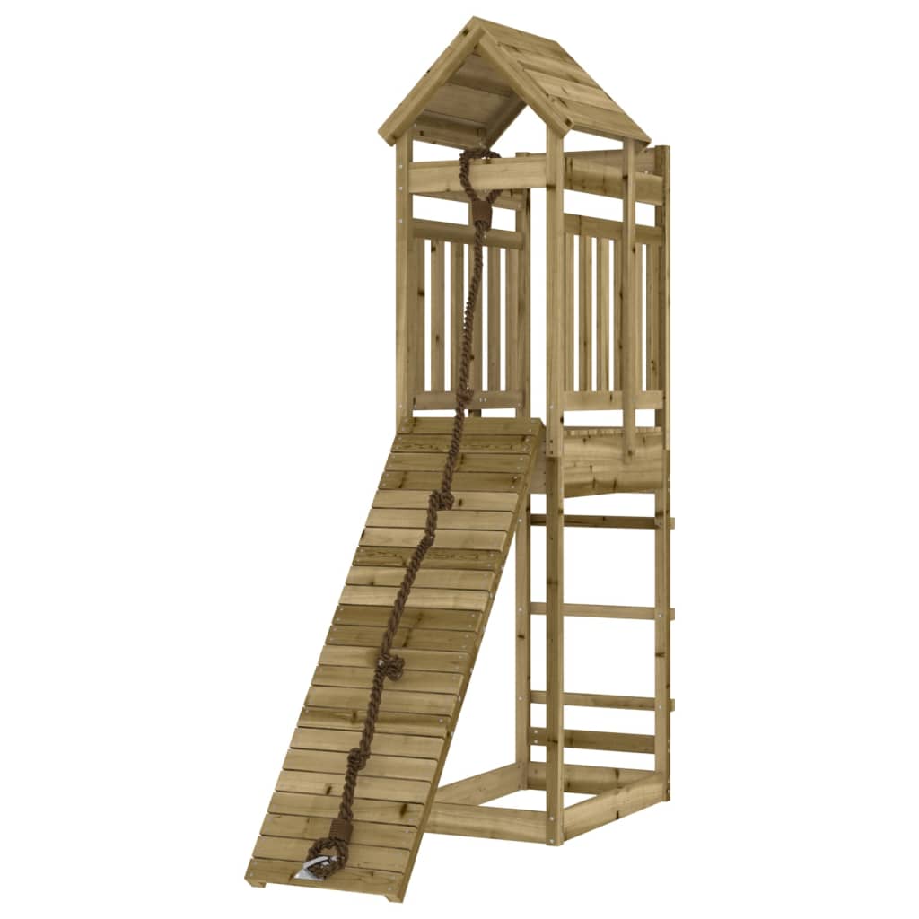 Spielturm mit Kletterwand aus imprägniertem Kiefernholz und Massivholz Douglasie