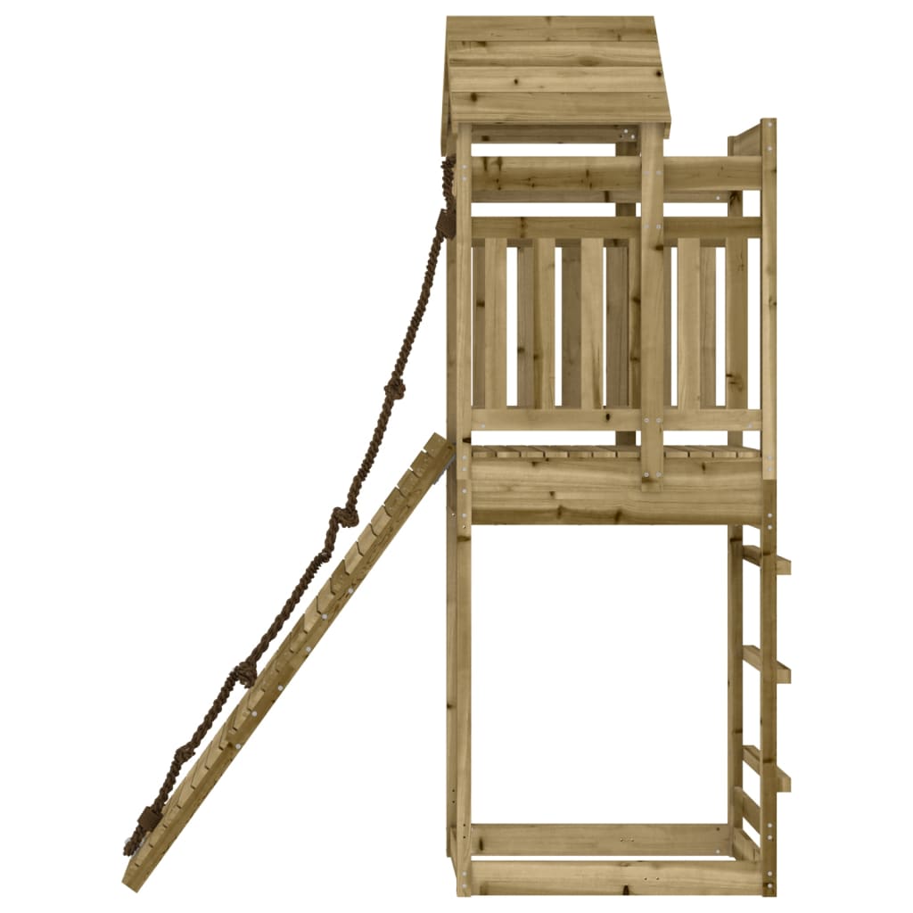 Spielturm mit Kletterwand aus imprägniertem Kiefernholz und Massivholz Douglasie